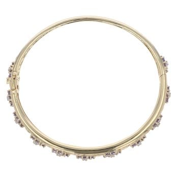 9ct Yellow Gold 0.10ct Diamond And Tanzanite Bangle