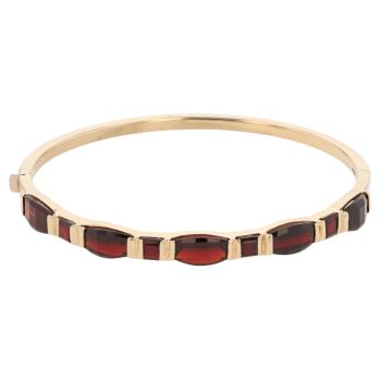 14ct Yellow Gold Garnet Bangle