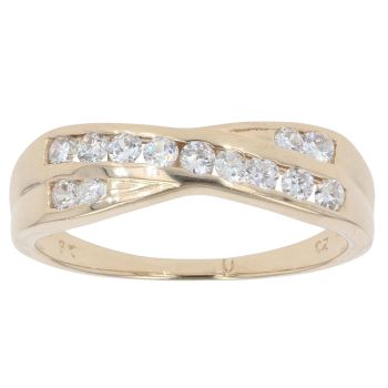 9ct Yellow Gold Cubic Zirconia Crossover Ring