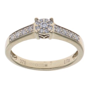 9ct Yellow Gold 0.17ct Diamond Cluster Ring