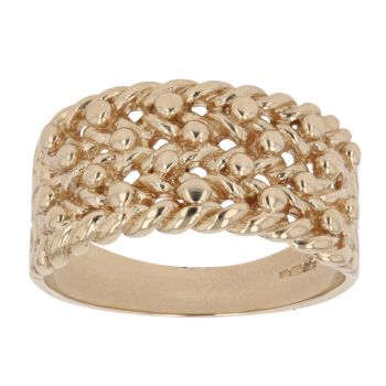 9ct Yellow Gold Four Row Keeper Ring