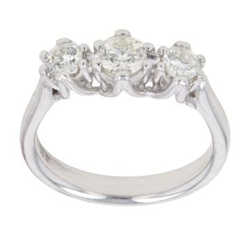 18ct White Gold 0.75ct Brilliant Cut Diamond Trilogy Ring