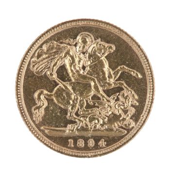 1894 Victoria Old Head UK Half Sovereign Coin