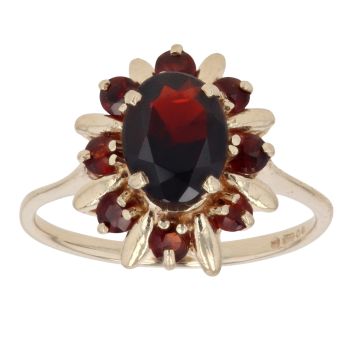 9ct Yellow Gold Garnet Cluster Ring
