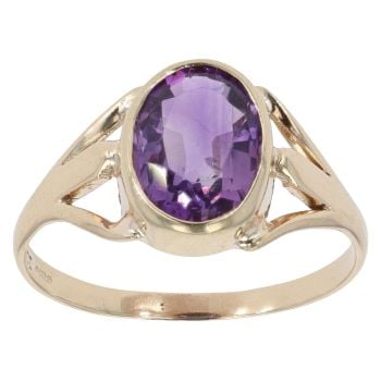 9ct Yellow Gold Amethyst Solitaire Ring