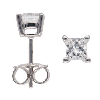 9ct White Gold 1.00ct Princess Cut Lab Grown Diamond Stud Earrings