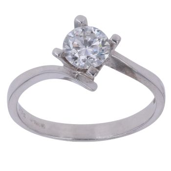 18ct White Gold 1.01ct Diamond Solitaire Twist Ring