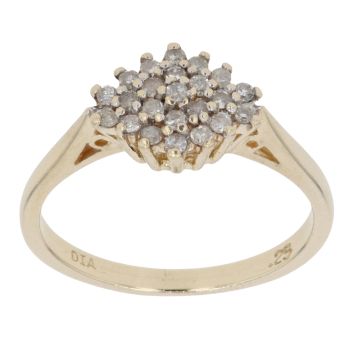 9ct Yellow Gold 0.25ct Brilliant Cut Diamond Cluster Ring
