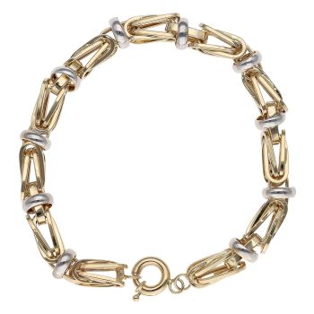 14ct Yellow and White Gold Byzantine Bracelet 8.5"