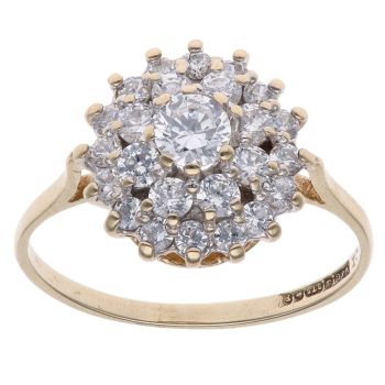 9ct Yellow Gold Cubic Zirconia Cluster Ring