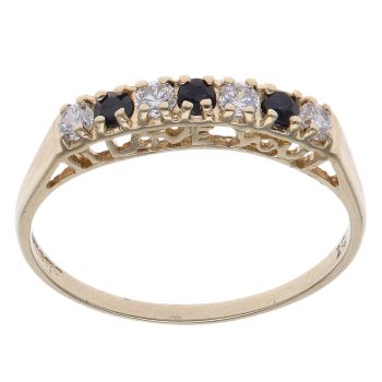 9ct Yellow Gold Cubic Zirconia and Sapphire Eternity Ring
