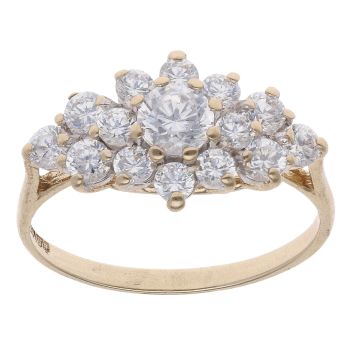 9ct Yellow Gold Cubic Zirconia Cluster Ring
