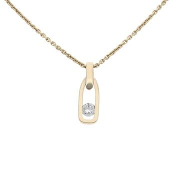 9ct Yellow Gold 0.50ct Brilliant Cut Diamond Pendant and Belcher Chain 18"