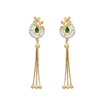 22ct Yellow Gold Drop Earrings with Cubic Zirconia Stones