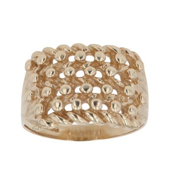9ct Yellow Gold Four Row Keeper Ring