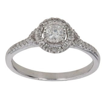9ct White Gold 0.25ct Brilliant Cut Diamond Cluster Ring