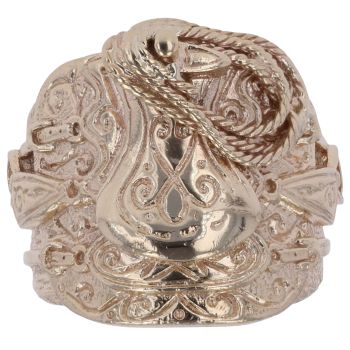 9ct Yellow Gold Patterned Saddle Ring