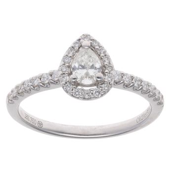 18ct White Gold 0.38ct Pear And Brilliant Cut Diamond Cluster Ring