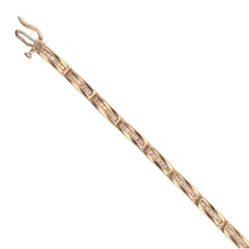 9ct Yellow Gold 1.00ct Brilliant Cut Diamond Fancy Bracelet 6.5"