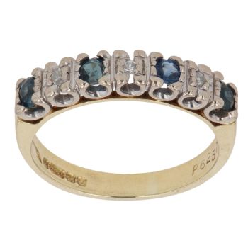 18ct Yellow Gold 0.03ct Diamond and Sapphire Ring