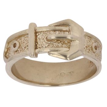 9ct Yellow Gold Patterned Buckle Ring