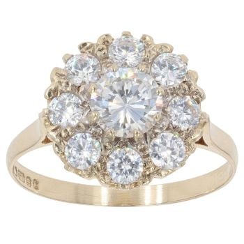 9ct Yellow Gold Cubic Zirconia Fancy Cluster Ring