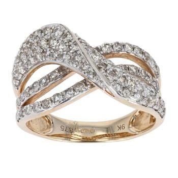 9ct Yellow Gold 1.18cts Diamond Wave Ring by Anya Belle