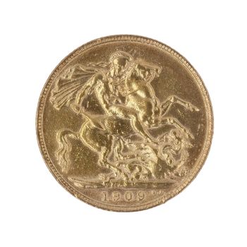 1909 Edward VII Large Head UK Full Sovereign Coin