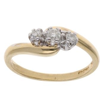 18ct Yellow Gold 0.25ct Brilliant Cut Diamond Trilogy Ring