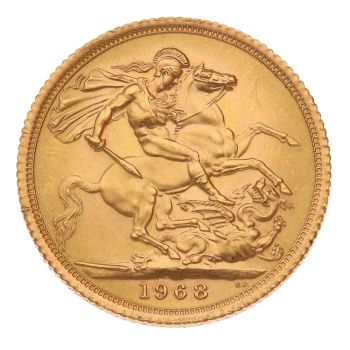 1968 Elizabeth II First Portrait UK Full Sovereign Coin