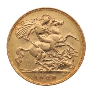 1909 Edward VII Large Head UK Half Sovereign Coin