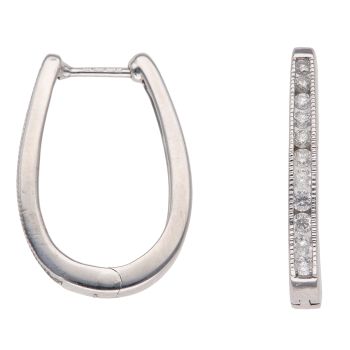 9ct White Gold 0.50ct Brilliant Cut Diamond Hoop Earrings