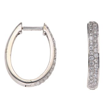 9ct White Gold 0.55ct Brilliant Cut Diamond Hoop Earrings