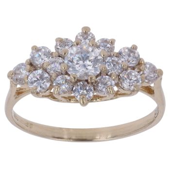 9ct Yellow Gold Cubic Zirconia Cluster Ring