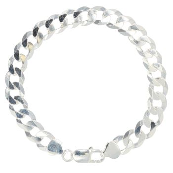 Silver Flat Curb Bracelet 8"