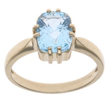 9ct Yellow Gold Blue Topaz Single Stone Ring