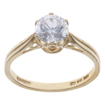 14ct Yellow Gold Cubic Zirconia Solitaire Ring