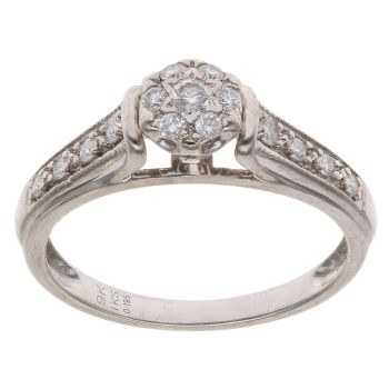 9ct White Gold 0.19ct Brilliant Cut Diamond Cluster Ring