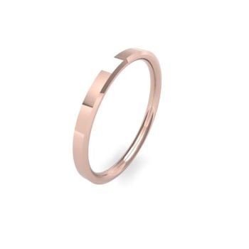 18ct Rose Gold 2mm Soft Chamfered Edge Wedding Band