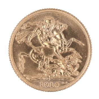 1914 George V Large Head UK Full Sovereign Coin