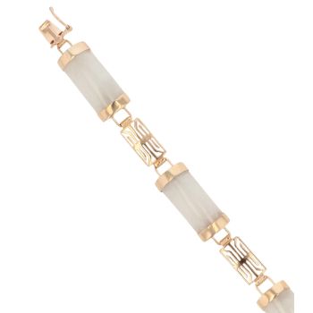 9ct Yellow Gold Jade Bracelet 7"