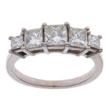 Platinum 1.73ct Princess Cut Diamond Five Stone Ring