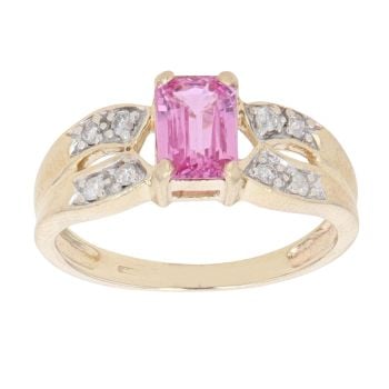 9ct Yellow Gold 0.15ct Diamond And Pink Sapphire Dress Ring