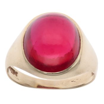 9ct Yellow Gold Created Ruby Signet Ring