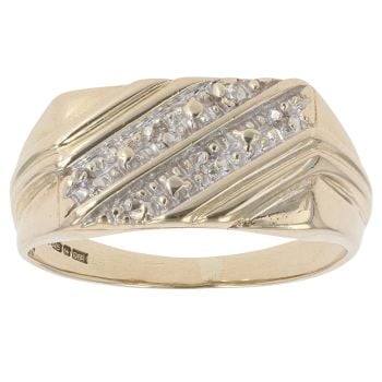 9ct Yellow Gold 0.05ct Diamond Signet Ring