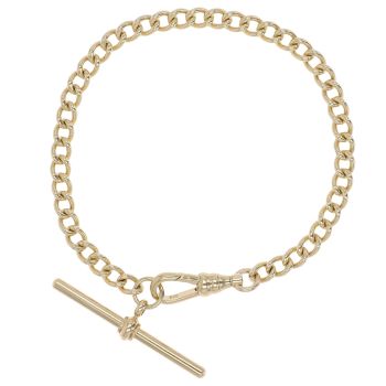 9ct Yellow Gold T-Bar Albert Bracelet 7"