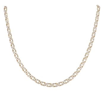 9ct Yellow And White Gold Double Patterned Curb Chain 18"