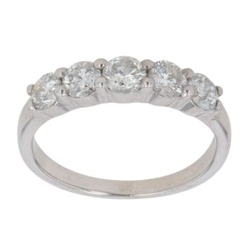 9ct White Gold 1.00ct Brilliant Cut Diamond Five Stone Ring