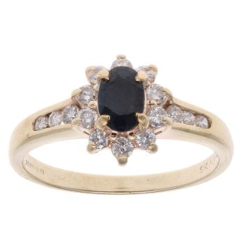 9ct Yellow Gold 0.25ct Diamond and Sapphire Cluster Ring