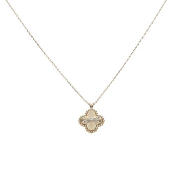 14ct Yellow Gold Cubic Zirconia Clover Pendant and Chain 20"